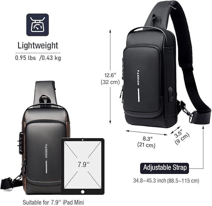 Waterproof Multipurpose Sling Bag with USB Charging Port