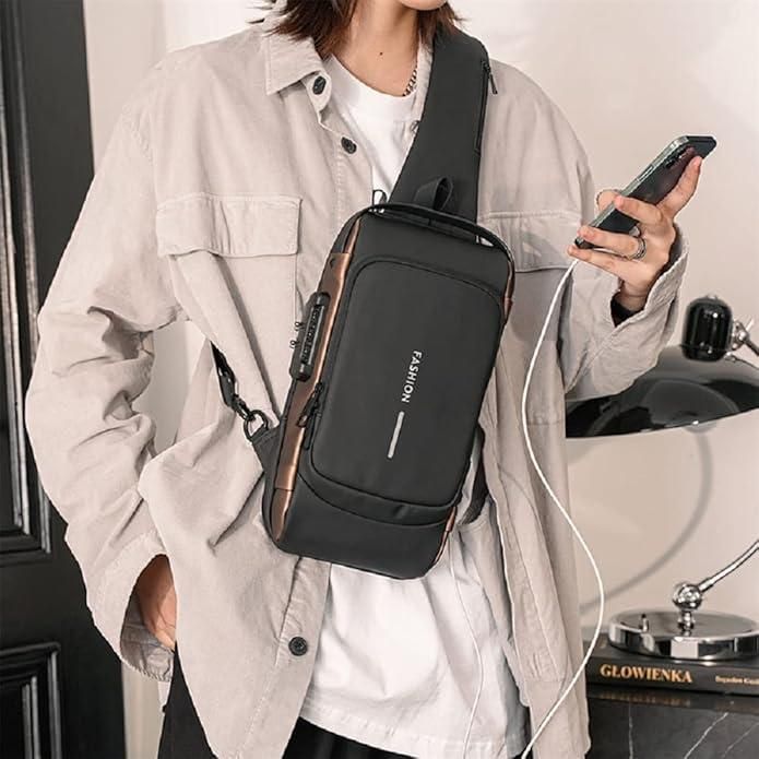 Waterproof Multipurpose Sling Bag with USB Charging Port