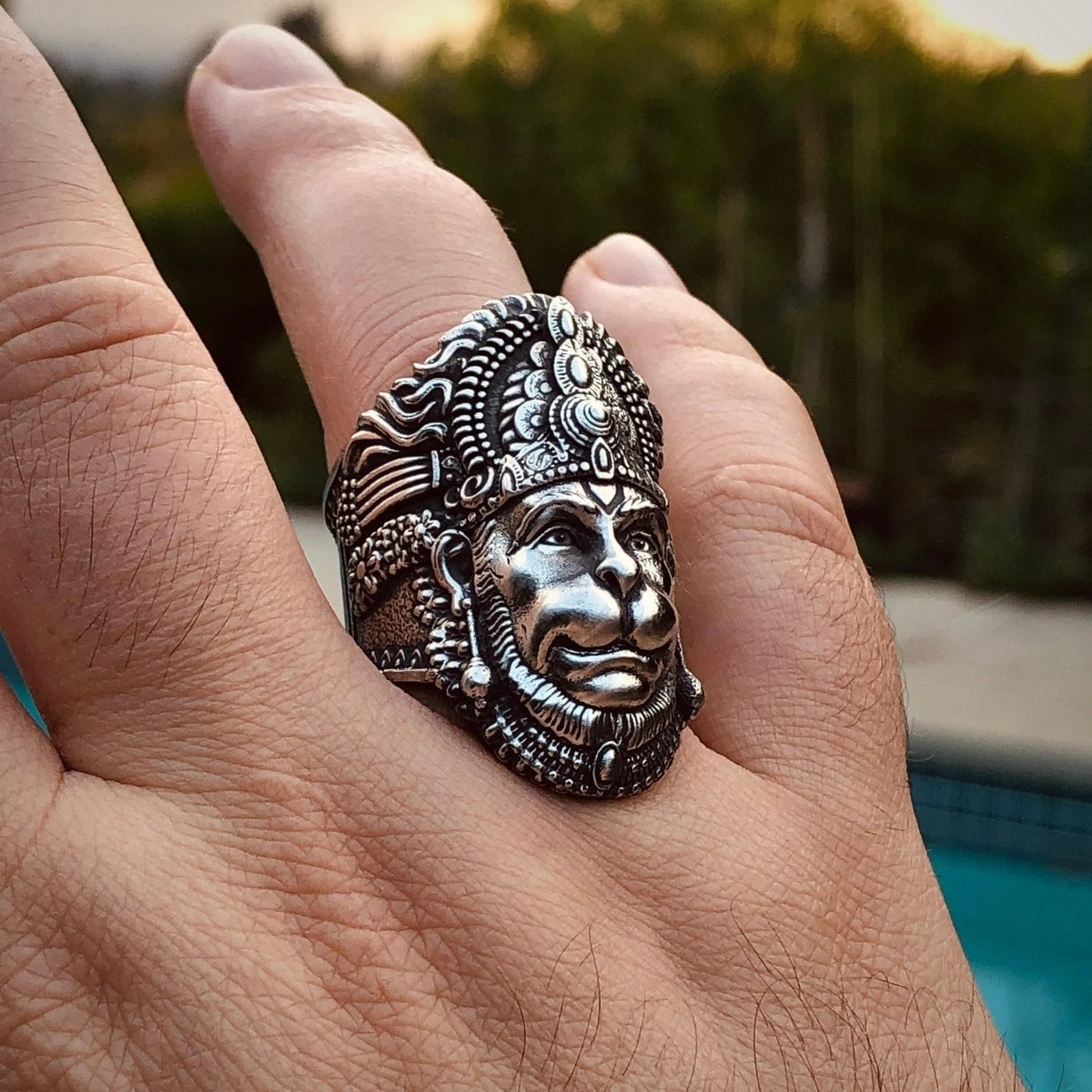 Hanuman Ring Sterling Silver |Evil Eye Protection