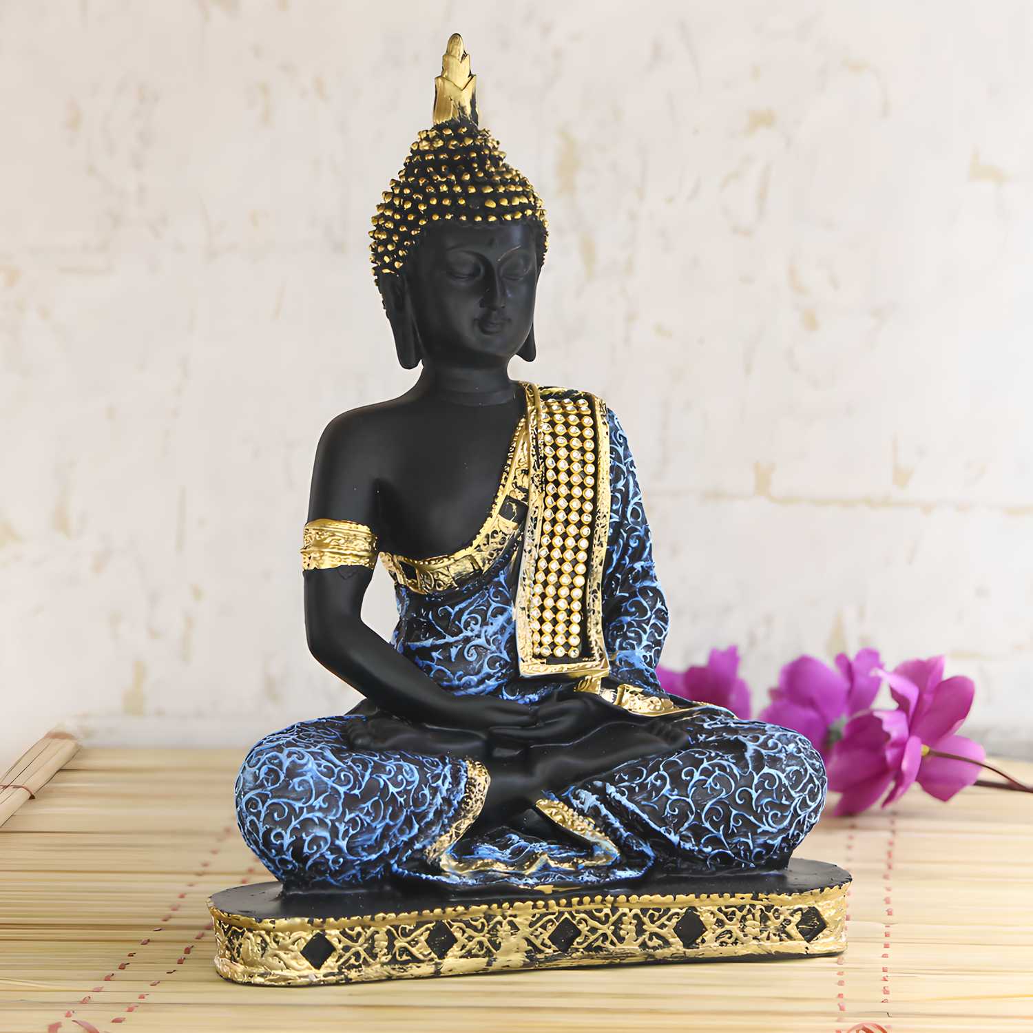 eCraftIndia Blue Meditating Buddha Decorative Showpiece - 24 cm