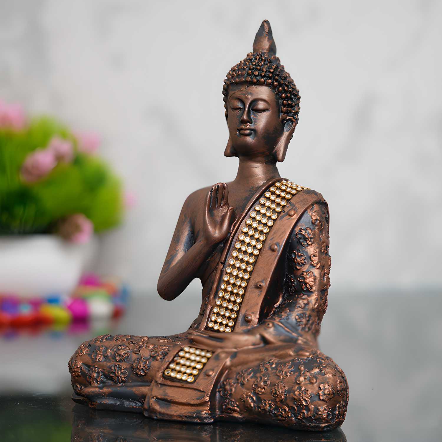 eCraftIndia Handcrafted Meditating Blessing Buddha