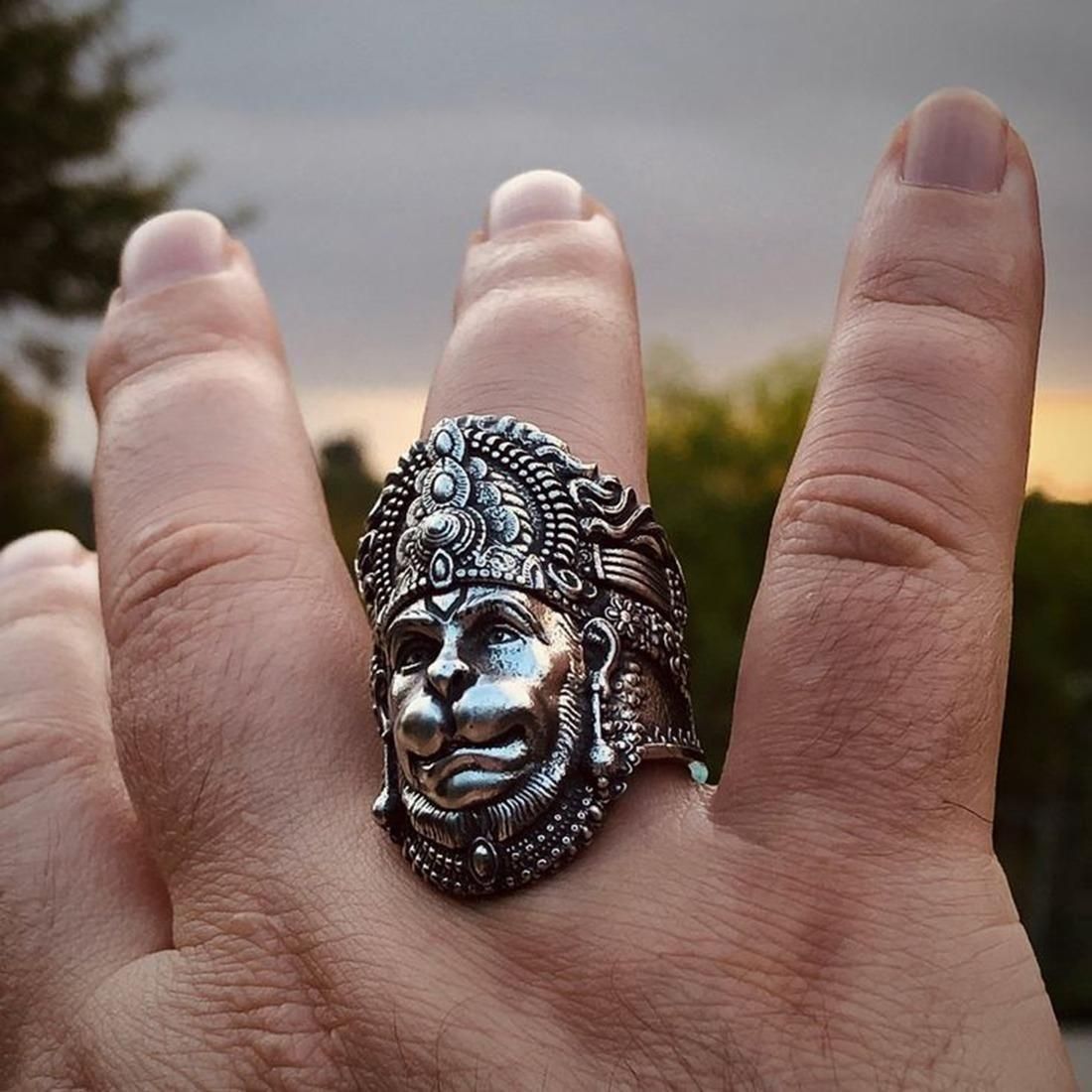 Hanuman Ring Sterling Silver |Evil Eye Protection